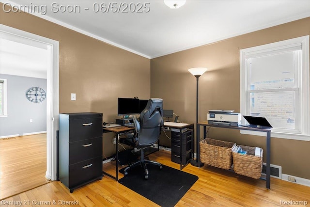 1731 N Franklin St, Dearborn, MI 48128 - office with light wood-style floors, baseboards, and crown molding
