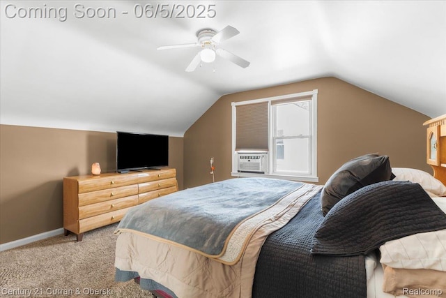 1731 N Franklin St, Dearborn, MI 48128 - bedroom with carpet flooring, baseboards, vaulted ceiling, a ceiling fan, and cooling unit