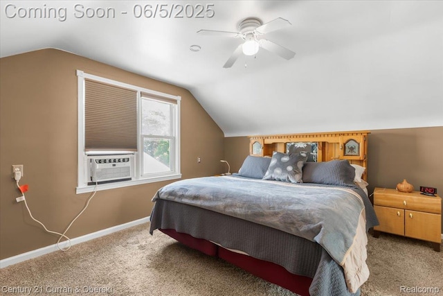 1731 N Franklin St, Dearborn, MI 48128 - carpeted bedroom with lofted ceiling, cooling unit, baseboards, and a ceiling fan