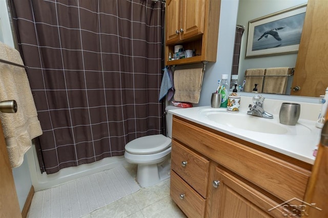 3485 Lakeshore Dr, Lupton, MI 48635 - full bath featuring vanity, tile patterned flooring, toilet, and shower / tub combo