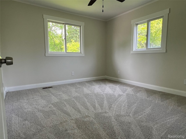 5327 E Carpenter Rd, Grand Blanc, MI 48506 - unfurnished room with ceiling fan, crown molding, and carpet