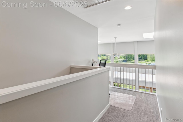 4118 Shoreview Ln, Whitmore Lake, MI 48189 - corridor featuring carpet flooring, a skylight, recessed lighting, and baseboards