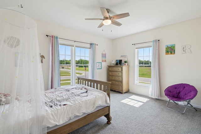 10 Windswept Ln, Hillsdale, MI 49242 - bedroom with light colored carpet and a ceiling fan