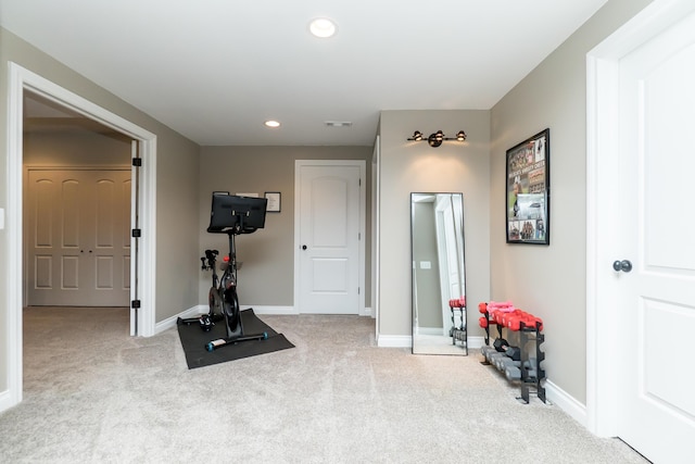 133 E Auburn Trl, Brighton, MI 48114 - exercise room featuring carpet flooring, recessed lighting, and baseboards