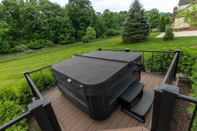 133 E Auburn Trl, Brighton, MI 48114 - deck with a hot tub and a yard