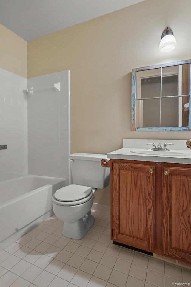 13716 Maple Grove Ave, Shelby Twp, MI 48315 - full bathroom with toilet, vanity, tile patterned flooring, and shower / bathtub combination