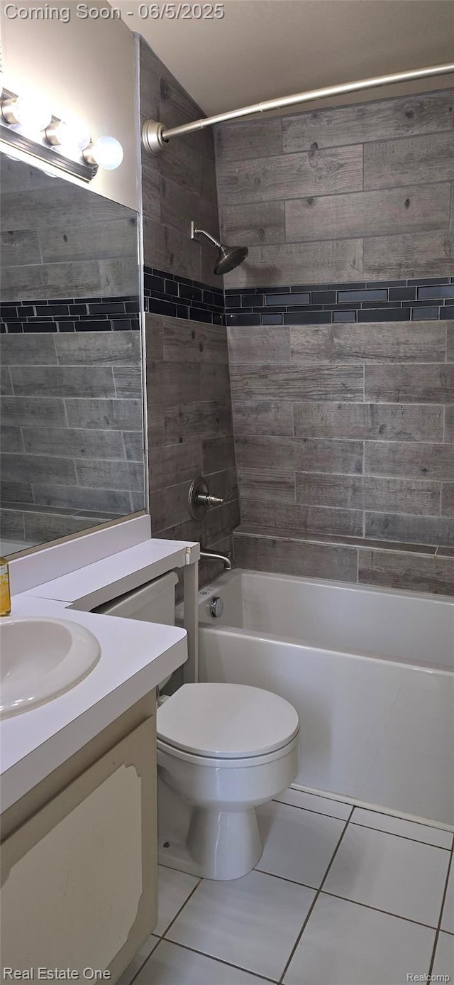 3825 Thomas Rd, Oxford, MI 48371 - full bathroom with vanity, tile patterned flooring, toilet, and shower / washtub combination