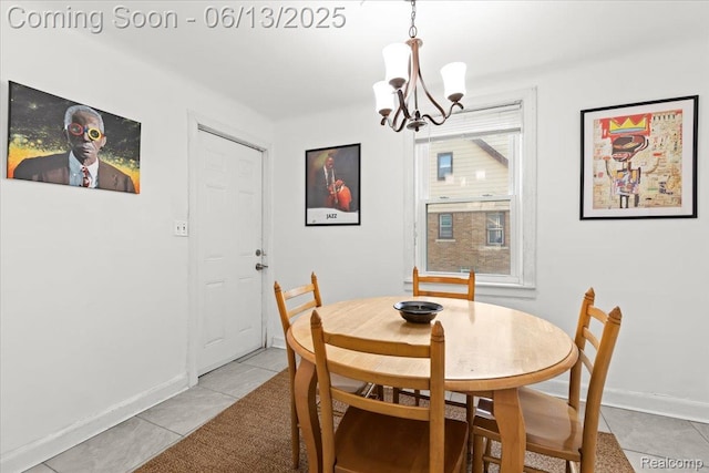 14435 Prevost St, Redford, MI 48227 - dining space featuring a chandelier and light tile patterned floors