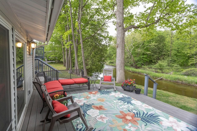 66 Meridian Ct, Mount Pleasant, MI 48858 - wooden terrace featuring a water view