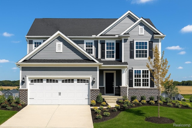 2724 Dunes Ct, Milford, MI 48381 - view of front of property with driveway, a front yard, brick siding, and a garage