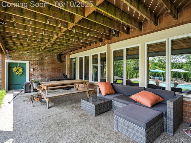 4383 Pine Tree Trl, Bloomfield Hills, MI 48302 - view of patio / terrace with outdoor dining area, an outdoor pool, and outdoor lounge area