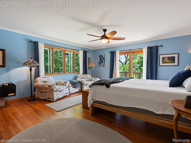 4383 Pine Tree Trl, Bloomfield Hills, MI 48302 - bedroom featuring ornamental molding, wood finished floors, and a ceiling fan