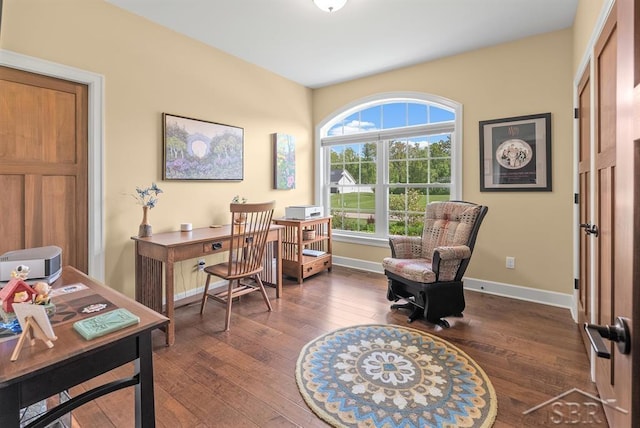 2887 E Iron Woods Pass, Midland, MI 48642 - office area featuring wood-type flooring and baseboards