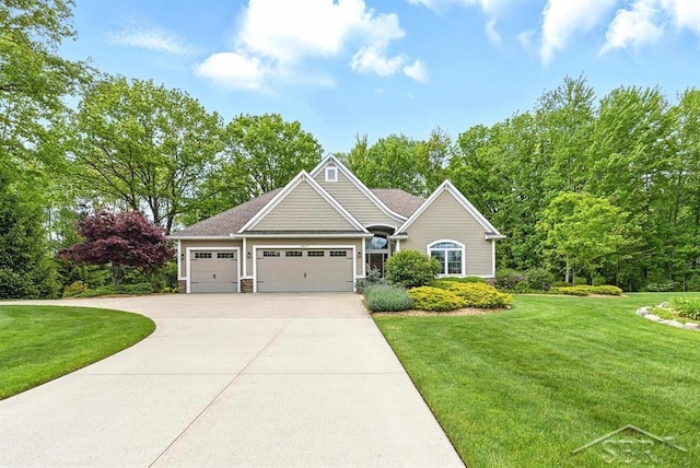 2887 E Iron Woods Pass, Midland, MI 48642 - view of front of house with a garage, a front lawn, and concrete driveway