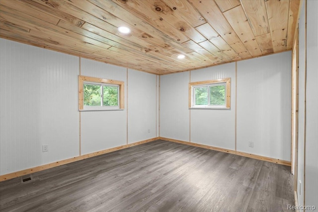 1060 Apple Blossom Dr, Howell, MI 48843 - empty room with wooden ceiling, wood finished floors, healthy amount of natural light, and baseboards