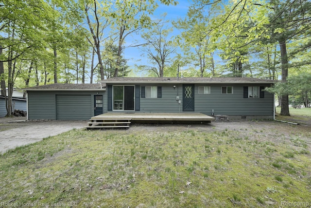 9689 Pine Ln, Evart, MI 49631 - rear view of property featuring a wooden deck