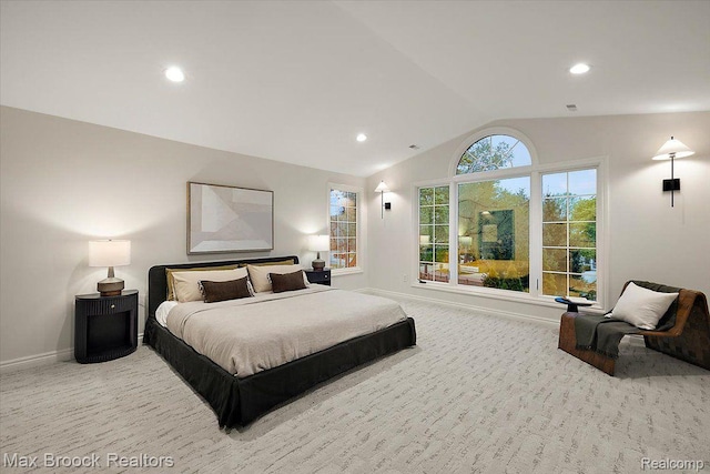 855 Wallace St, Birmingham, MI 48009 - bedroom featuring lofted ceiling, carpet floors, baseboards, and recessed lighting