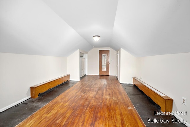 13814 28th St, Lowell, MI 49331 - additional living space featuring wood finished floors, vaulted ceiling, and baseboards