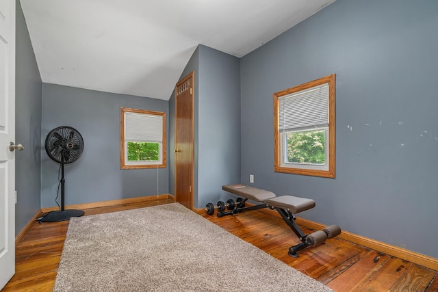 9303 W H Ave, Kalamazoo, MI 49009 - exercise room featuring wood finished floors and baseboards