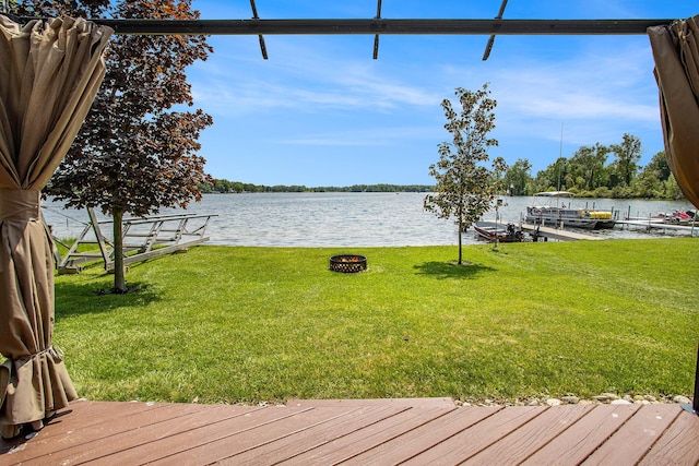 263 Waffle Dr, Coldwater, MI 49036 - view of grassy yard featuring a water view and a boat dock