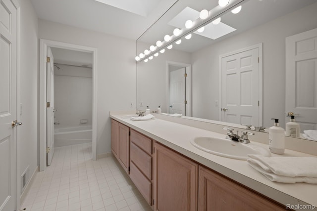 2729 Glenbrooke Ct, Bloomfield Hills, MI 48302 - bathroom with double vanity, tile patterned flooring, and baseboards