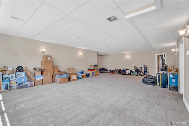 10726 Davisburg Rd, Davisburg, MI 48350 - basement featuring carpet floors and a paneled ceiling
