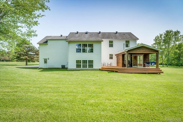 10726 Davisburg Rd, Davisburg, MI 48350 - back of house with a deck, a yard, and central AC unit