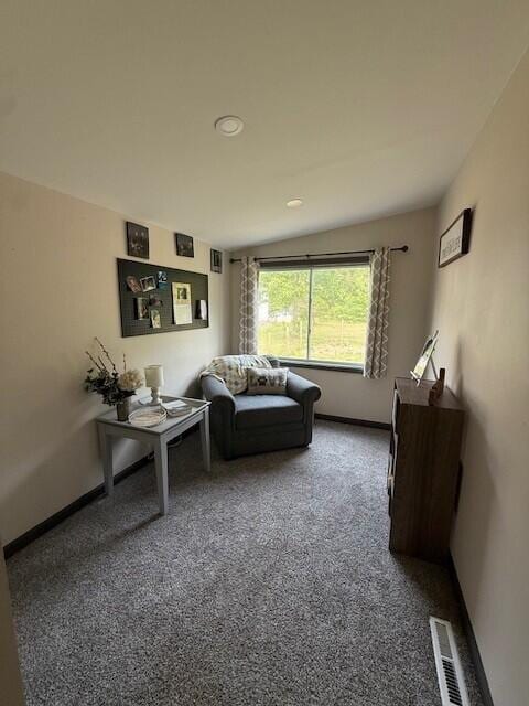 17912 130th Ave, Nunica, MI 49448 - carpeted living area featuring recessed lighting, vaulted ceiling, and baseboards