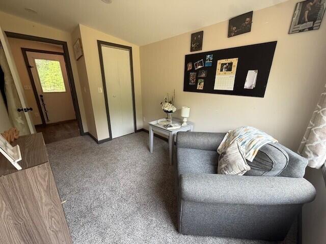 17912 130th Ave, Nunica, MI 49448 - living area with vaulted ceiling and carpet floors