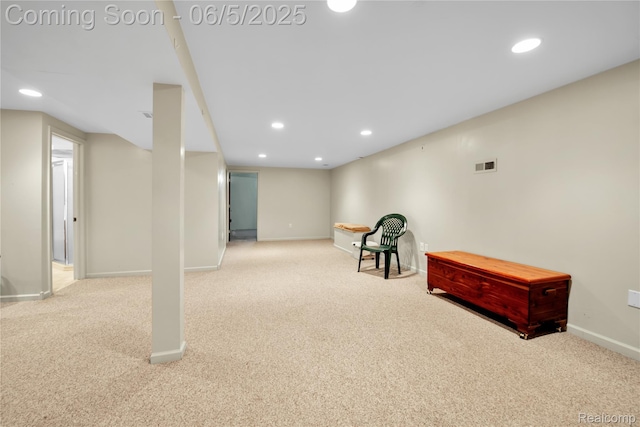 33722 Glen St, Westland, MI 48186 - finished below grade area featuring light colored carpet, baseboards, and recessed lighting
