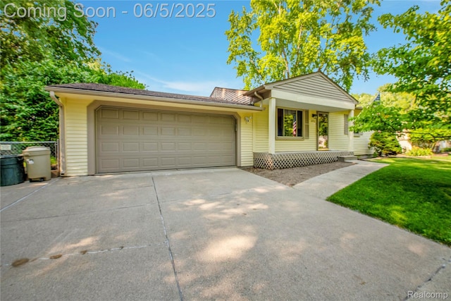33722 Glen St, Westland, MI 48186 - ranch-style home featuring concrete driveway, an attached garage, and a front yard