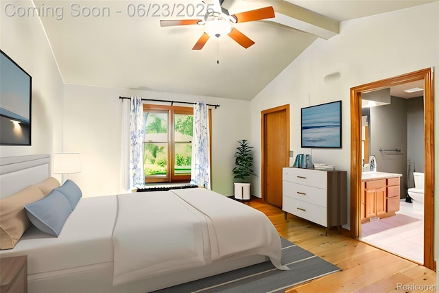 11970 Diamond Dr, Shelby Twp, MI 48315 - bedroom featuring light wood finished floors, ensuite bathroom, and ceiling fan