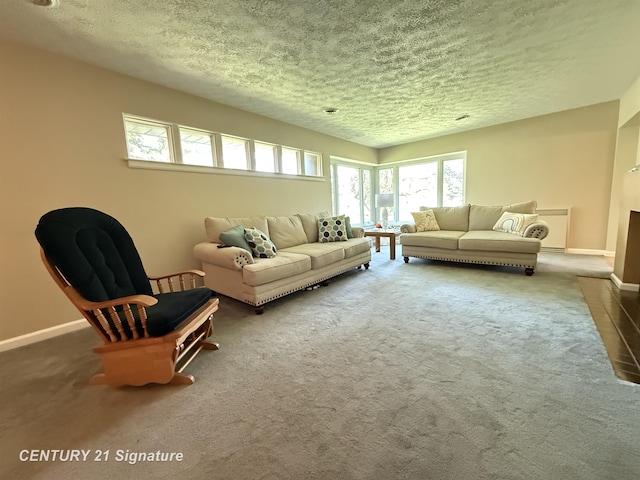 1486 Lathrup Ave, Saginaw, MI 48638 - carpeted living area with a textured ceiling and baseboards