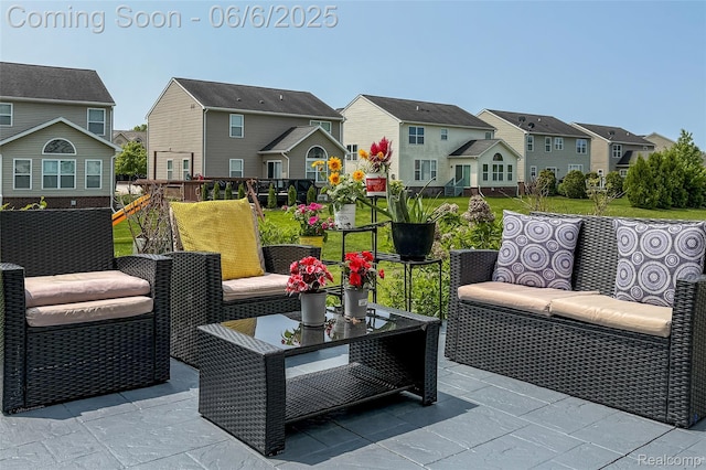 59625 Twin Pines Dr, New Hudson, MI 48165 - view of patio featuring a residential view and an outdoor living space