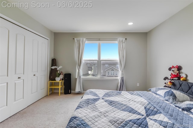 59625 Twin Pines Dr, New Hudson, MI 48165 - carpeted bedroom with a closet, recessed lighting, and baseboards