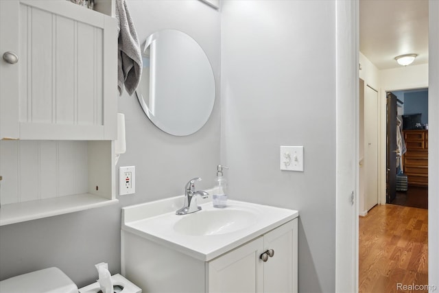 749 Gates Ave, Ypsilanti, MI 48198 - bathroom featuring vanity, wood finished floors, and toilet