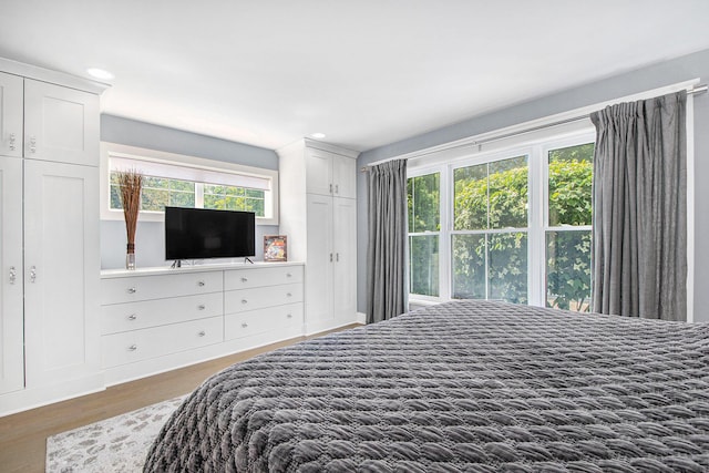 2234 Lake Dr SE, East Grand Rapids, MI 49506 - bedroom with multiple windows, wood finished floors, and recessed lighting