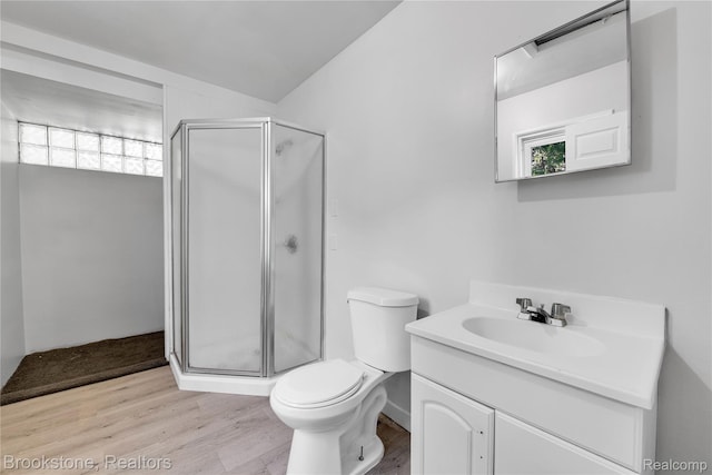 20930 Stahelin Rd, Southfield, MI 48075 - full bathroom with a stall shower, vanity, and wood finished floors