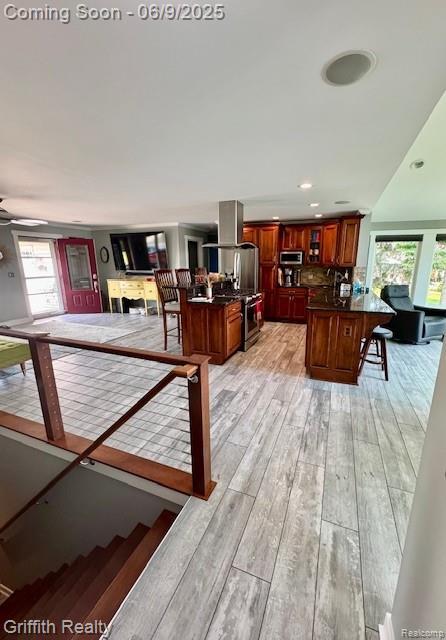 1158 Camelot Dr, Pinckney, MI 48169 - living area with plenty of natural light, light wood-style flooring, and ceiling fan