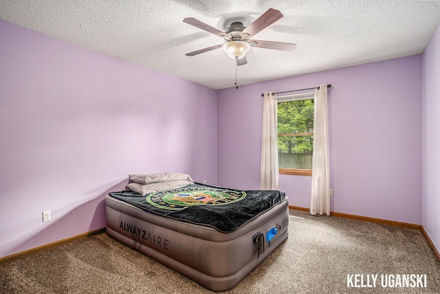 7460 Anthony St, Whitehall, MI 49461 - carpeted bedroom with baseboards, a textured ceiling, and a ceiling fan