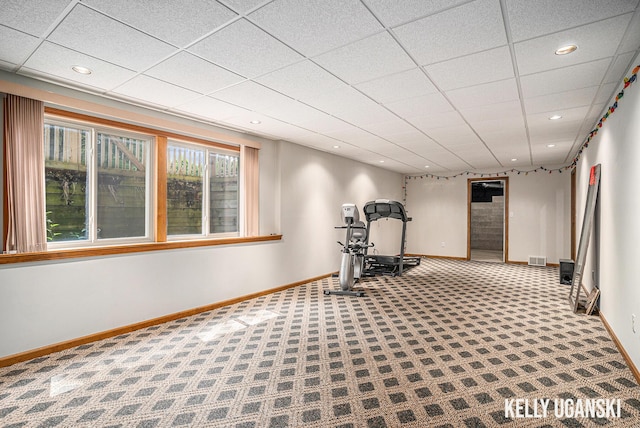7460 Anthony St, Whitehall, MI 49461 - workout room featuring baseboards, recessed lighting, and a drop ceiling
