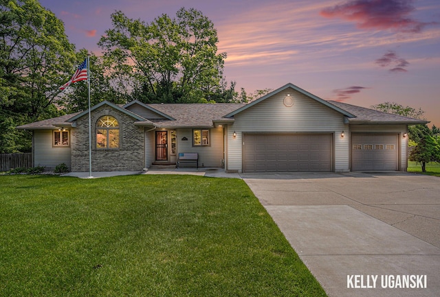7460 Anthony St, Whitehall, MI 49461 - ranch-style home with a garage, concrete driveway, and roof with shingles