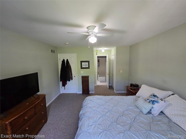 45009 Mitchell St, Grand Blanc, MI 48439 - bedroom with carpet, baseboards, a ceiling fan, and ensuite bath