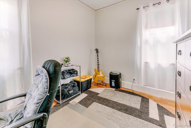 2210 Cambridge Rd, Berkley, MI 48072 - office area featuring wood finished floors, ornamental molding, and baseboards
