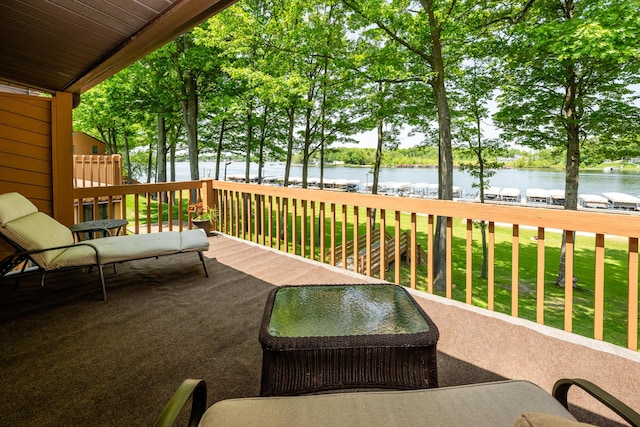 5576 N Watervliet Rd Unit 11, Watervliet, MI 49098 - deck with a water view, a yard, and view of wooded area