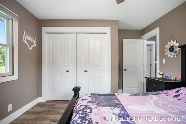 16507 Sleeper St, Grand Haven, MI 49417 - bedroom with wood finished floors, a closet, and baseboards
