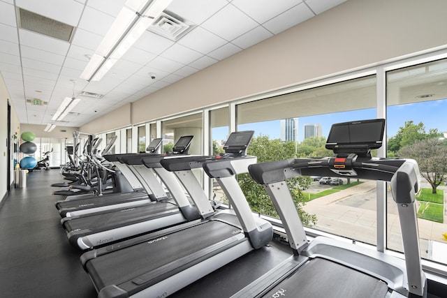 335 Bridge St NW Unit 2005, Grand Rapids, MI 49504 - exercise room with a paneled ceiling