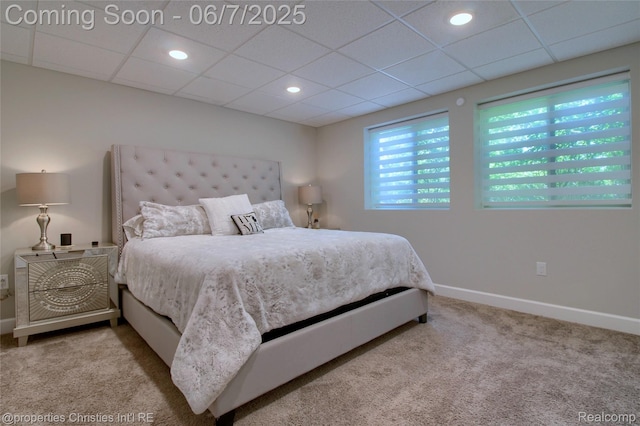 49062 Honey Tree Ct, Northville, MI 48168 - bedroom with carpet floors, baseboards, recessed lighting, and a drop ceiling