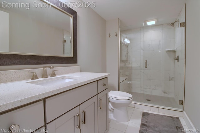 49062 Honey Tree Ct, Northville, MI 48168 - full bath with toilet, a stall shower, vanity, and tile patterned floors
