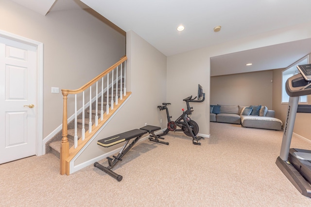 6240 Vineyard Ave, Ann Arbor, MI 48108 - exercise room featuring carpet, baseboards, and recessed lighting